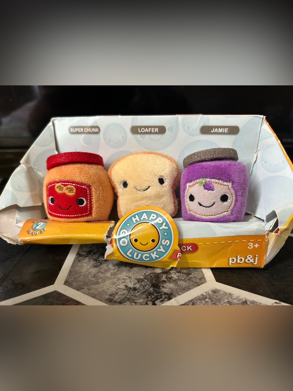 Hallmark Happy Luckys PB&J Plush Set - Red, Cream, Purple